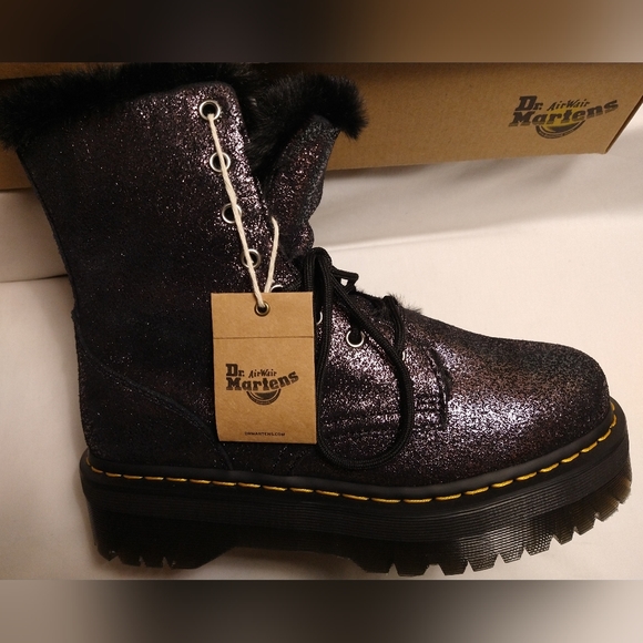 Dr. MARTENS JADON AIRWAIR METALLIC FAUX FUR-LINED PLATFORM BOOTS 10 USA/8 UK NWT - Picture 5 of 8